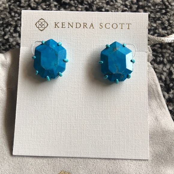 Kendra Scott Matte Blue Aqua Morgan Earrings - Picture 2 of 7